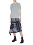 Figure View - Click To Enlarge - SACAI - Pleated lace panel tulle back short sleeve sweater