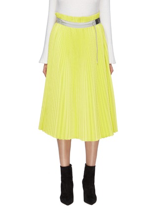 Main View - Click To Enlarge - SACAI - Buckled drawstring pleated mesh skirt