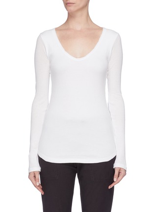 Main View - Click To Enlarge - JAMES PERSE - Supima cotton V-neck long sleeve T-shirt
