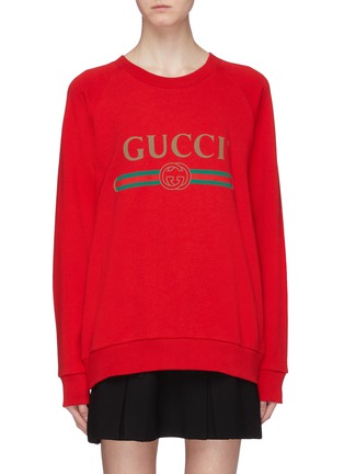 Main View - Click To Enlarge - GUCCI - Sequinned graphic slogan oversized sweatshirt