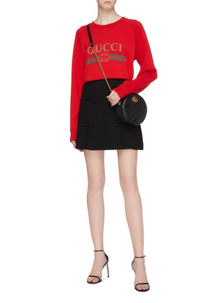 Figure View - Click To Enlarge - GUCCI - Sequinned graphic slogan oversized sweatshirt