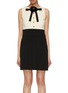 Main View - Click To Enlarge - GUCCI - Colourblock pleated knit flower pussybow dress