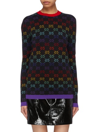 Main View - Click To Enlarge - GUCCI - GG logo jacquard wool sweater