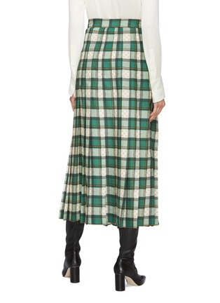 Back View - Click To Enlarge - GUCCI - Buckled GG logo tartan plaid pleated maxi skirt