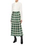 Figure View - Click To Enlarge - GUCCI - Buckled GG logo tartan plaid pleated maxi skirt