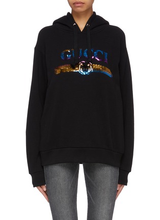 Main View - Click To Enlarge - GUCCI - Sequinned logo oversized hoodie