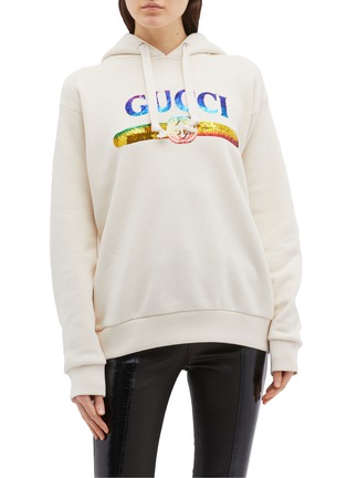 Main View - Click To Enlarge - GUCCI - Sequinned logo oversized hoodie