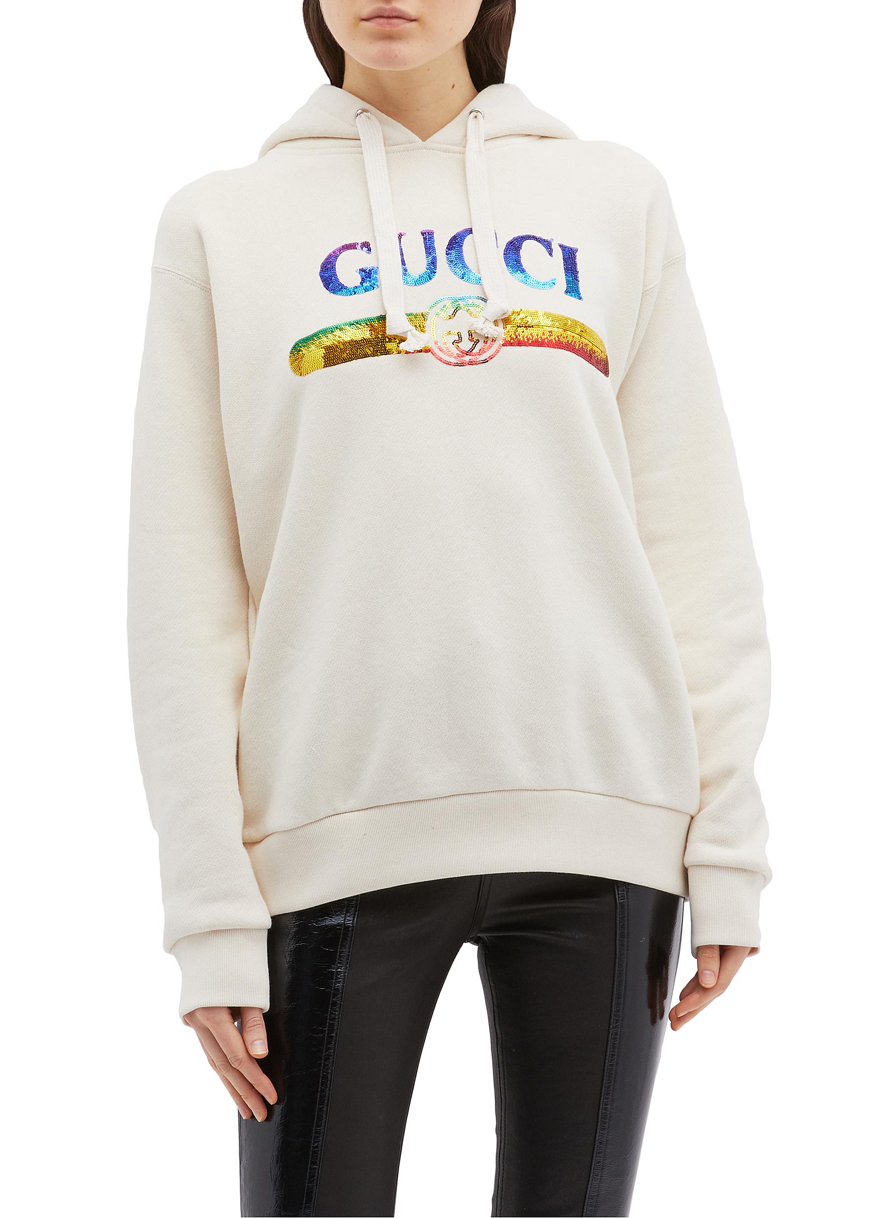GUCCI | Sequinned logo oversized hoodie 
