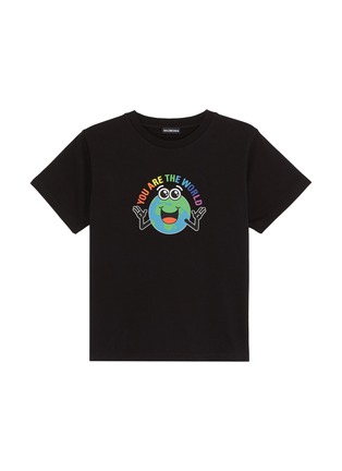 Main View - Click To Enlarge - BALENCIAGA - 'You Are The World' slogan graphic print kids T-shirt