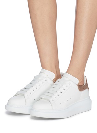 Figure View - Click To Enlarge - ALEXANDER MCQUEEN - 'Oversized Sneaker' in leather with glitter collar