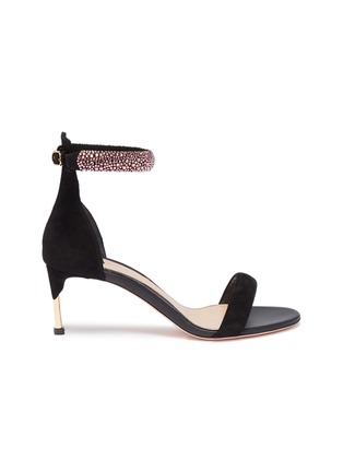 Main View - Click To Enlarge - ALEXANDER MCQUEEN - Pin heel strass ankle strap suede sandals