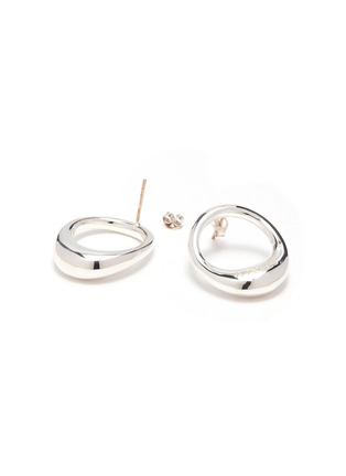 Detail View - Click To Enlarge - HYÈRES LOR - 'Champagne Moon' silver ring hoop earrings