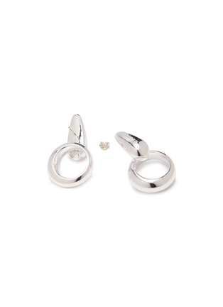 Detail View - Click To Enlarge - HYÈRES LOR - 'Champagne Moon' silver hoop drop earrings