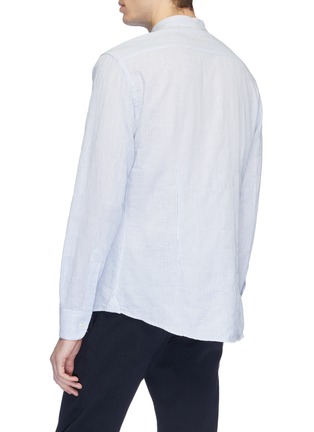 Back View - Click To Enlarge - BARENA - 'Naci Tamina' Mandarin collar stripe linen shirt