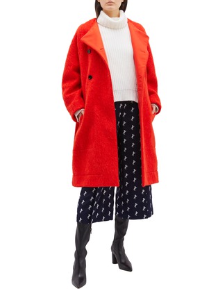 Figure View - Click To Enlarge - CHLOÉ - Belted double breasted brushed wool blend coat