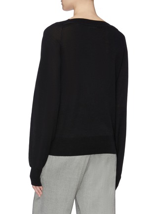 Back View - Click To Enlarge - CHLOÉ - Lace insert V-neck sweater