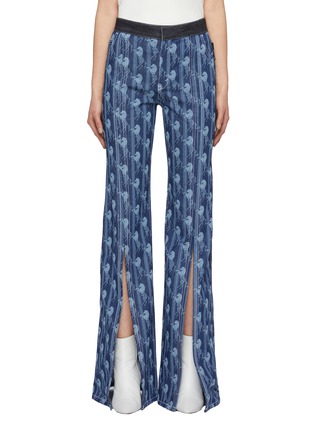 Main View - Click To Enlarge - CHLOÉ - Split front cuff horse print flared jeans