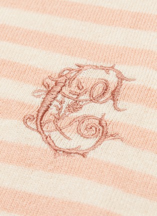  - CHLOÉ - Logo embroidered stripe cashmere short sleeve cardigan