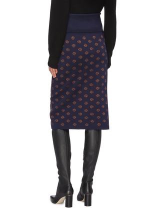 Back View - Click To Enlarge - CHLOÉ - Horse monogram patchwork jacquard knit skirt