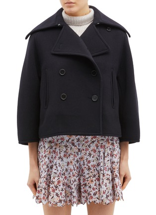 Main View - Click To Enlarge - CHLOÉ - Double breasted cropped melton trapeze jacket