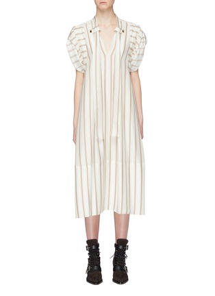 Main View - Click To Enlarge - CHLOÉ - Sash neck stripe silk tunic dress