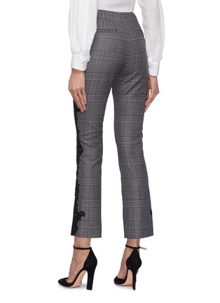 Back View - Click To Enlarge - SIMKHAI - Contrast embroidered outseam wool houndstooth check pants