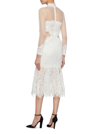Back View - Click To Enlarge - SIMKHAI - Mesh panel high neck Chantilly lace dress