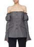 Main View - Click To Enlarge - SIMKHAI - Puff sleeve check plaid off-shoulder wool jacket