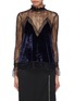 Main View - Click To Enlarge - SIMKHAI - Tie cuff velvet panel high neck lace blouse