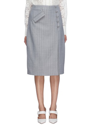 Main View - Click To Enlarge - SIMKHAI - Hook-and-eye zip front pinstripe wrap skirt