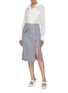 Figure View - Click To Enlarge - SIMKHAI - Hook-and-eye zip front pinstripe wrap skirt