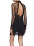 Back View - Click To Enlarge - SIMKHAI - Lace panel ruffle high neck open back sateen dress