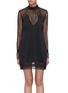 Main View - Click To Enlarge - SIMKHAI - Lace panel ruffle high neck open back sateen dress