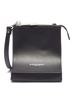 Main View - Click To Enlarge - A-COLD-WALL* - Logo print curved leather crossbody bag