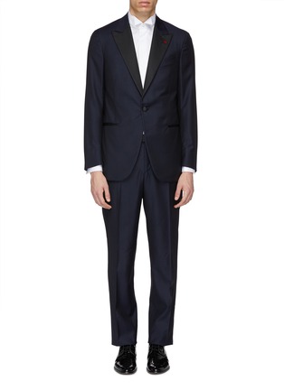 Main View - Click To Enlarge - ISAIA - Grosgrain peaked lapel Aquaspider wool twill tuxedo suit
