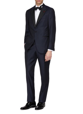 Figure View - Click To Enlarge - ISAIA - Grosgrain peaked lapel Aquaspider wool twill tuxedo suit