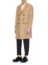 Figure View - Click To Enlarge - NEIL BARRETT - Peaked lapel double breasted twill coat