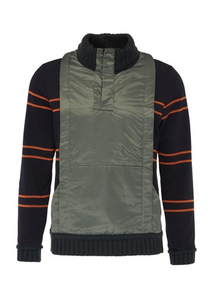 Main View - Click To Enlarge - CRAIG GREEN - 'Ridge' nylon panel stripe sleeve half-zip sweater