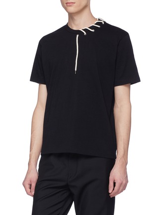 Front View - Click To Enlarge - CRAIG GREEN - Lace-up collar T-shirt