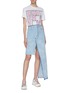 Figure View - Click To Enlarge - FORTE COUTURE - Asymmetric faux pearl button front denim skirt