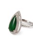 Detail View - Click To Enlarge - LC COLLECTION JADE - Diamond jade 18k white gold teardrop ring