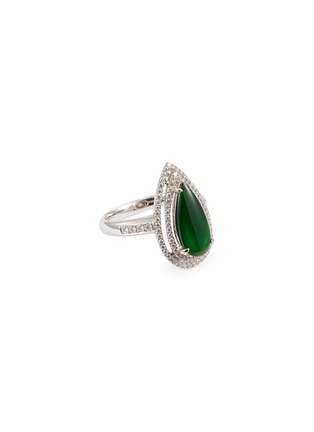 Main View - Click To Enlarge - LC COLLECTION JADE - Diamond jade 18k white gold teardrop ring