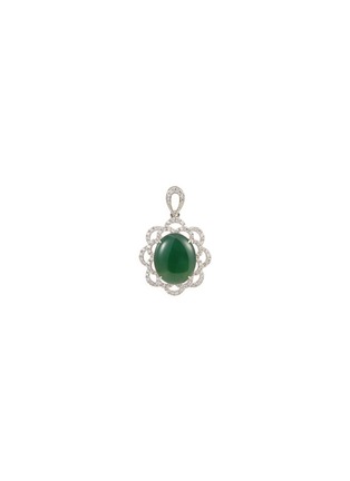 Main View - Click To Enlarge - LC COLLECTION JADE - Diamond jade 18k white gold scalloped pendant
