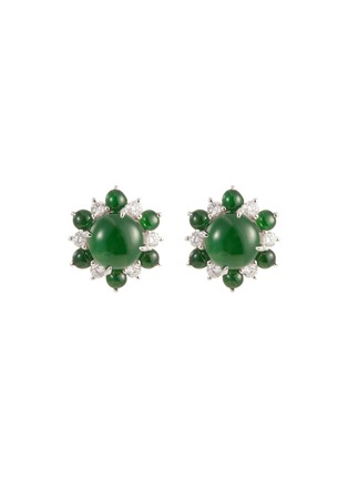 Main View - Click To Enlarge - LC COLLECTION JADE - Diamond jade 18k white gold stud earrings