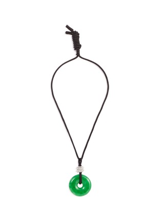 Main View - Click To Enlarge - LC COLLECTION JADE - Diamond jade 18k white gold disc cord necklace