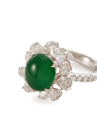 Detail View - Click To Enlarge - LC COLLECTION JADE - Diamond jade 18k white gold floral ring