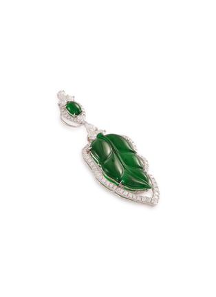 Detail View - Click To Enlarge - LC COLLECTION JADE - Diamond jade 18k white gold leaf pendant