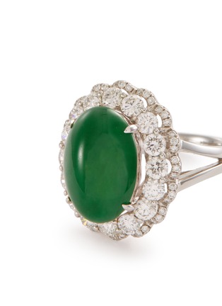 Detail View - Click To Enlarge - LC COLLECTION JADE - Diamond jade 18k white gold scalloped ring