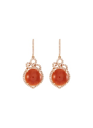 Main View - Click To Enlarge - LC COLLECTION JADE - Diamond jade 18k rose gold drop earrings