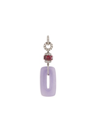 Main View - Click To Enlarge - LC COLLECTION JADE - Diamond ruby jade 18k white gold pendant